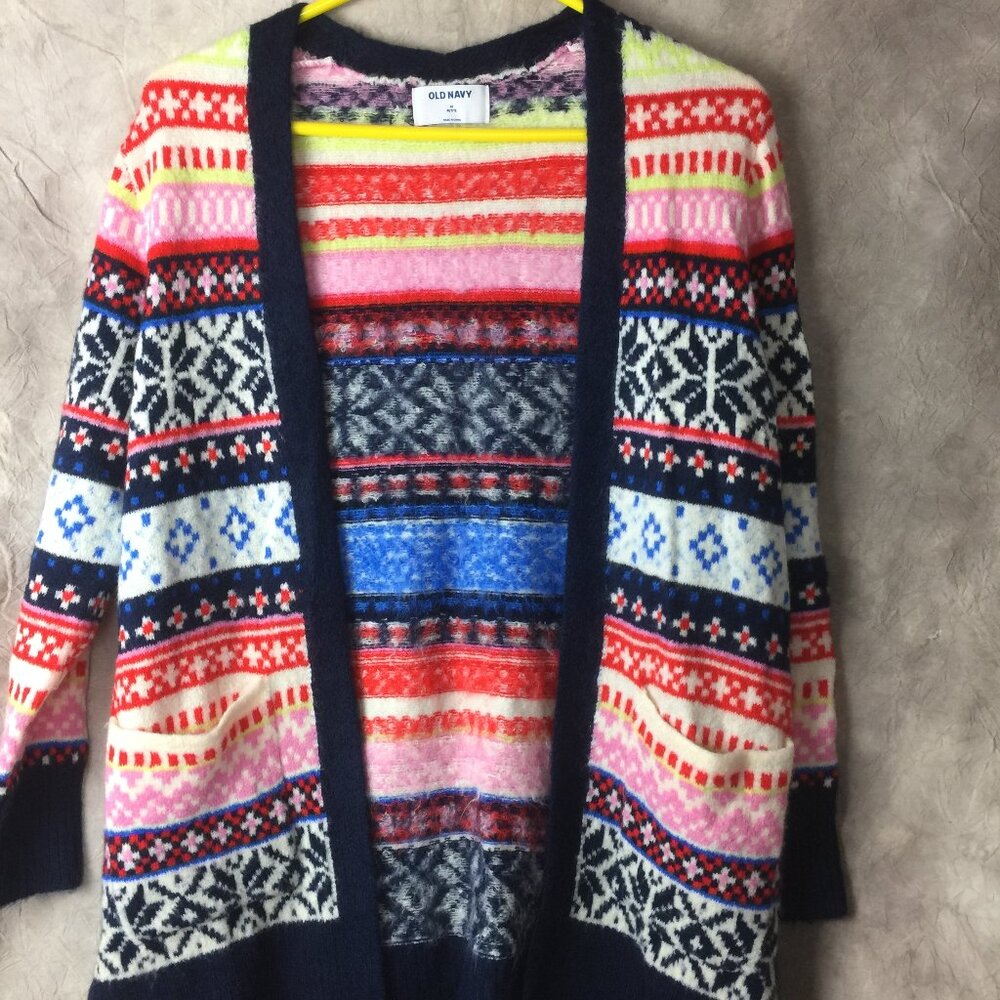 Old Navy Open Front Cardigan Medium Petite Colorful and Cozy